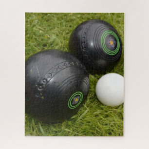 Two Black Lawn Bowls And Kitty, Jigsaw Puzzle