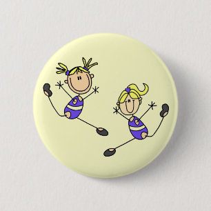 Two Blonde Girl Gymnast Tshirts and Gifts 2 Inch Round Button
