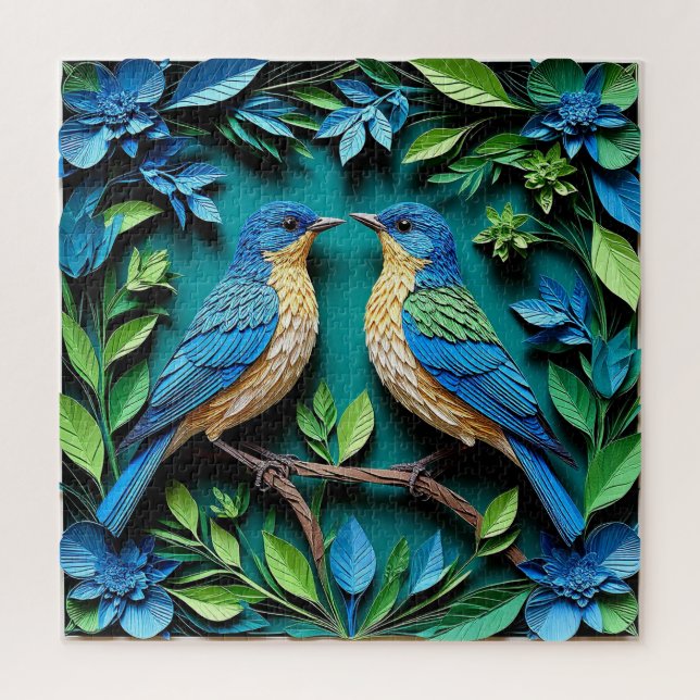 Two Blue and Yellow Birds Jigsaw Puzzle (Vertical)