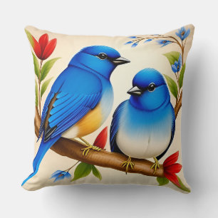 🕊️ Two Blue Birds Pillow Minimal Nature Decor 🌿✨