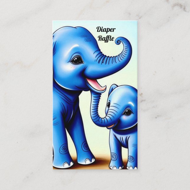 Two Blue Elephants Enclosure Card (Front)