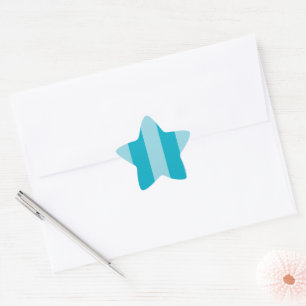Two Blue Hues Striped  Star Sticker