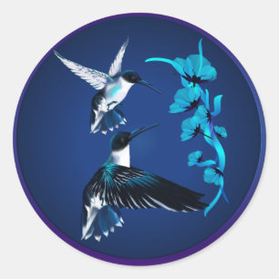 Two Blue Hummingbirds Sticker