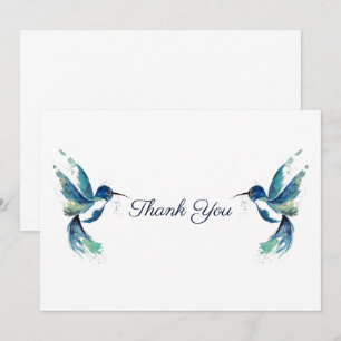 Two Blue Hummingbirds Thank You Card