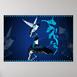 Two Blue Hummingbirds-Yardsign Poster