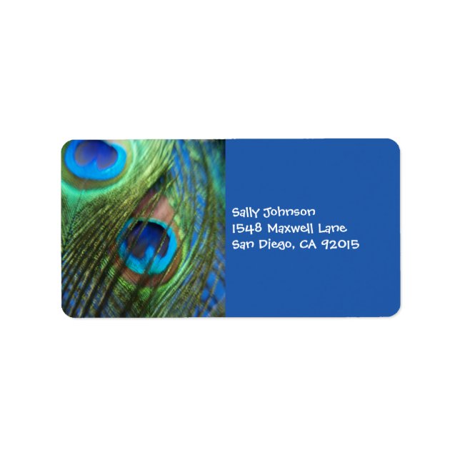 Two Blue Peacock Feathers Label (Front)