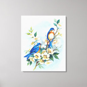 Two Bluebirds Canvas Print