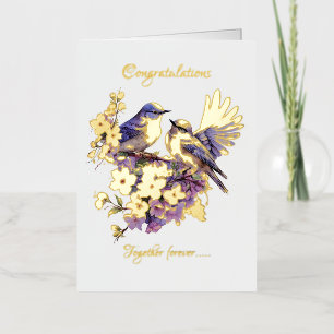 Two Bluebirds In Love Gold Foil Wedding Foil Greeting Card