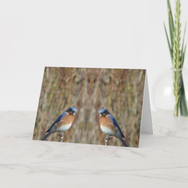 "Two Bluebirds with Angel" Card (Front)