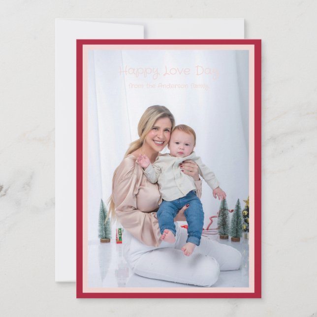 two bordered simple photo modern valentine's day holiday card (Front)