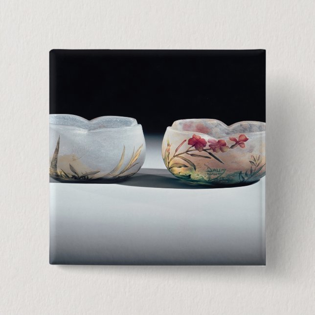 Two bowls by Daum, Nancy, France 2 Inch Square Button (Front)