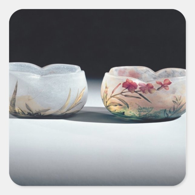 Two bowls by Daum, Nancy, France Square Sticker (Front)