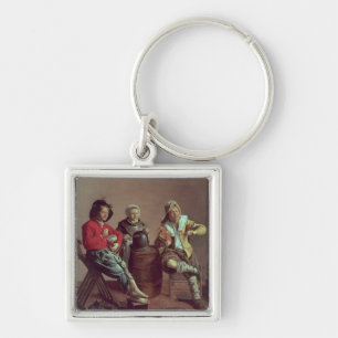 Two Boys and a Girl Making Music, 1629 Keychain
