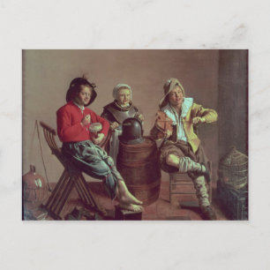 Two Boys and a Girl Making Music, 1629 Postcard