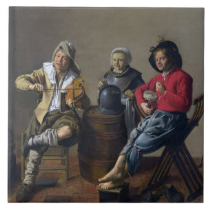 Two Boys and a Girl Making Music (Musicians) Tile