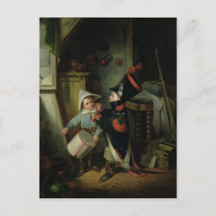 Two Boys Dressing Up as Soldiers Postcard
