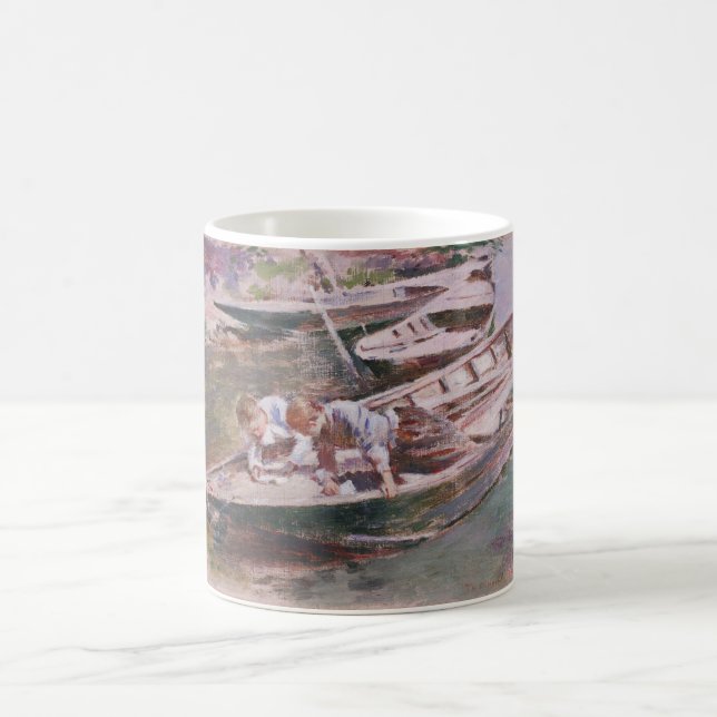 Two Boys in a Boat (by Theodore Robinson) Coffee Mug (Center)