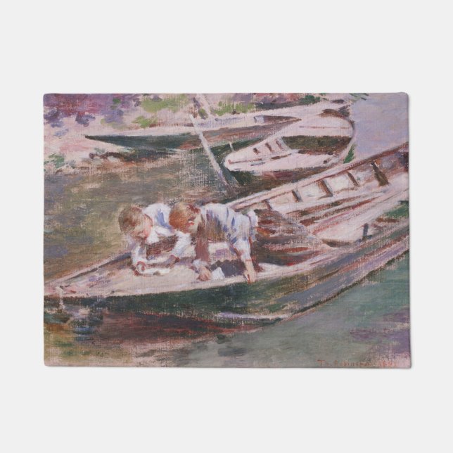 Two Boys in a Boat (by Theodore Robinson) Doormat (Front)