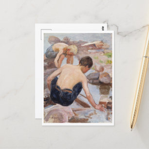 Two Boys On The Shore, Pekka Halonen  Postcard