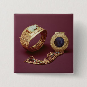 Two bracelets, from the Tomb of Tutankhamun 2 Inch Square Button