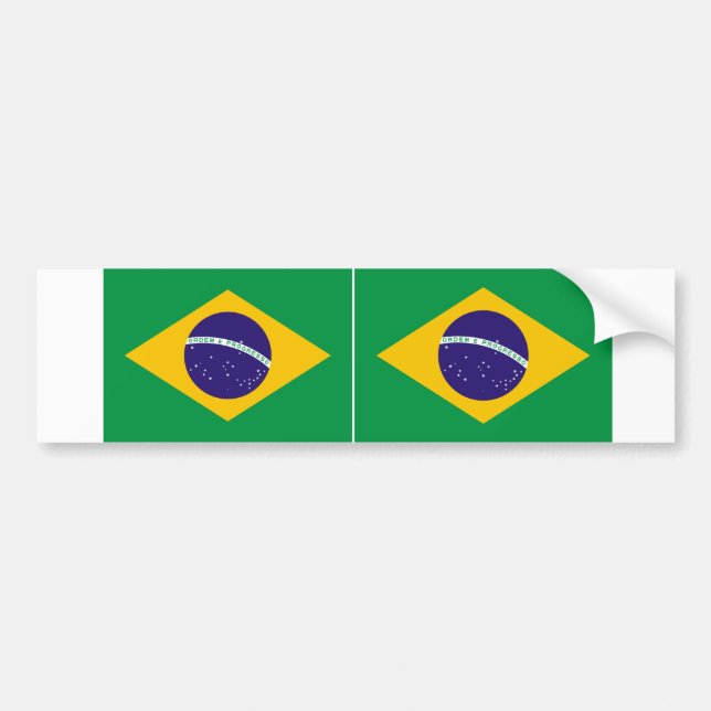 TWO Brazil National Flag Bumper Sticker (Front)