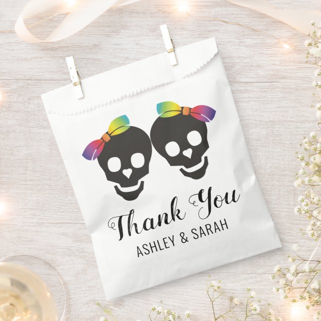 Two brides and confetti Thank You lesbian wedding Favour Bag (Clipped)