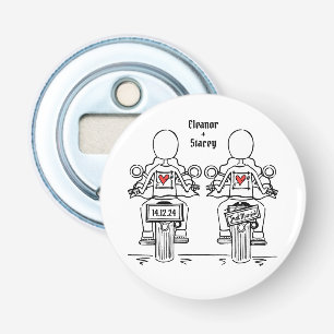 Two Brides Biker Motorcycle Wedding Favour Bottle Opener