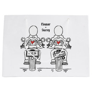 Two Brides Biker Motorcycle Wedding Large Gift Bag