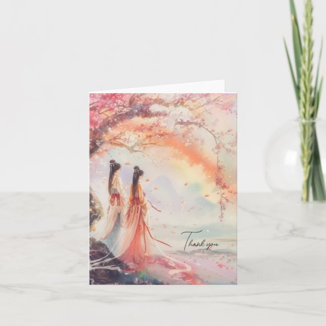 Two Brides Digital Art Print Thank You Card (Front)