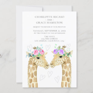 Two Brides Giraffe Gay Wedding Announcement