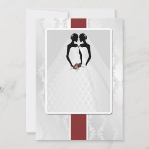 Two Brides In Bridal Gowns Wedding Invitation
