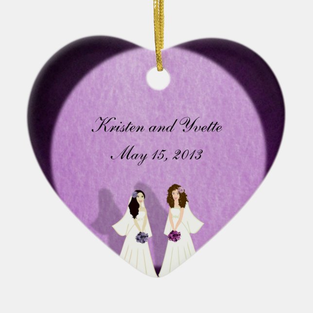 Two Brides Lesbian Wedding Ornament Favours (Front)