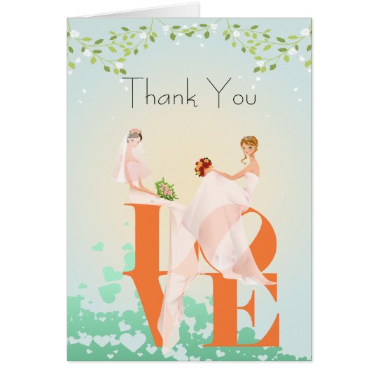 Two Brides LOVE Lesbian Thank You Wedding Card