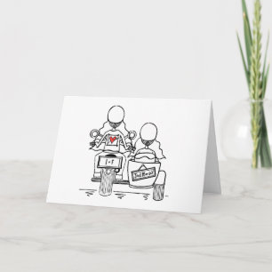 Two Brides Motorbike and Sidecar Wedding Card