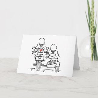 Two Brides Motorbike and Sidecar Wedding Card