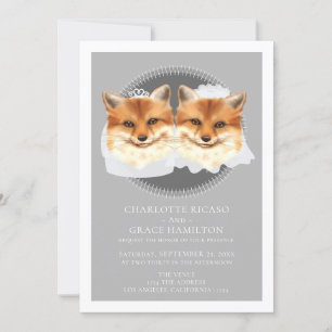 Two Brides Mrs and Mrs Fox Themed Wedding Announcement