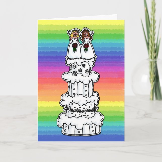 Two Brides on Wedding Cake Card (Front)