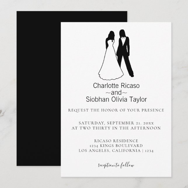 Two Brides Save The Date Wedding Invitation (Front/Back)