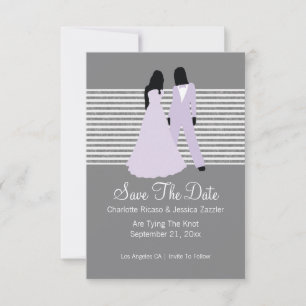 Two Brides Save The Date Wedding (Lilac And Grey)