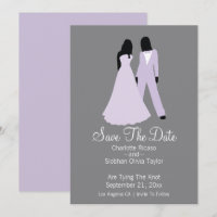 Two Brides Save The Date Wedding (Lilac And Grey)