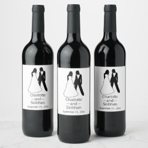 Two Brides Save The Date Wedding Wine Label