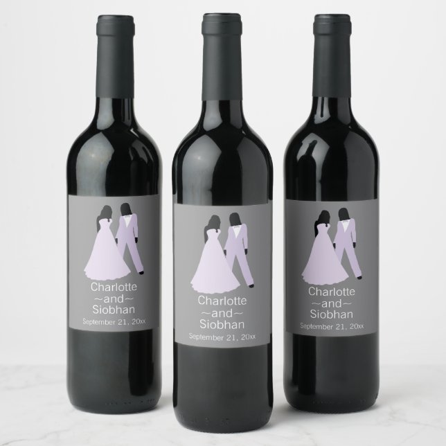 Two Brides Save The Date Wedding Wine Label (Bottles)
