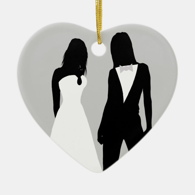 Two Brides Wedding Ceramic Ornament (Front)