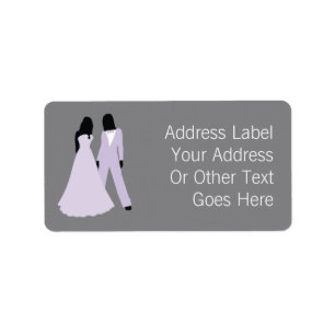 Two Brides Wedding (Lilac Grey) Personalized Label