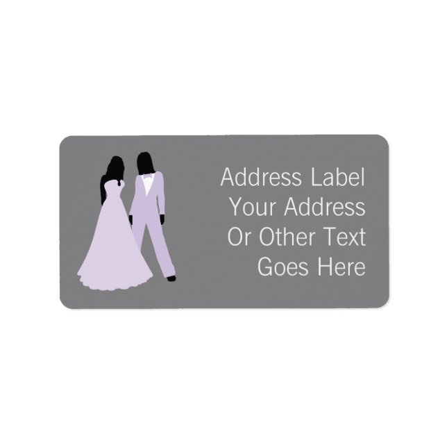 Two Brides Wedding (Lilac Grey) Personalized Label (Front)