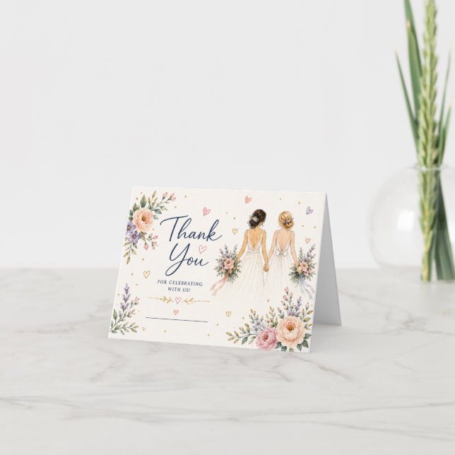 Two Brides Wedding Thank You Card (Front)