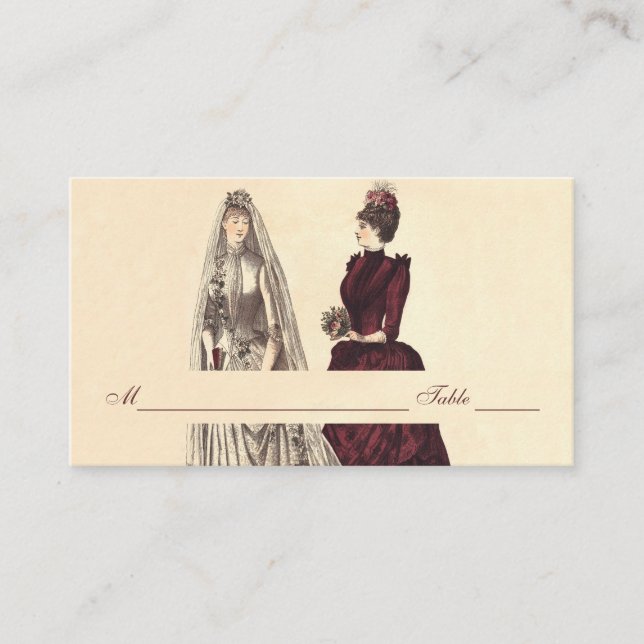 Two Brides Wedding Vintage Place Card (Front)