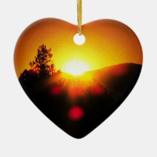 Two Bright Orange Sunsets Ceramic Ornament