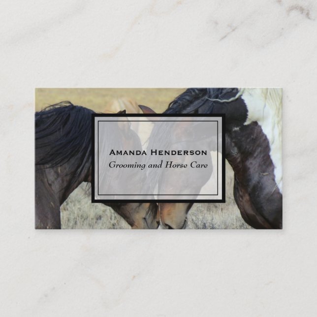Two Brown Horses Nuzzling with Arched Necks Business Card (Front)
