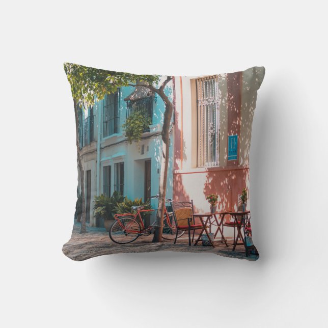Two brown table outside throw pillow (Front)
